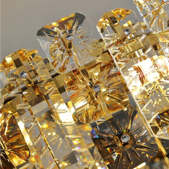 Modern Round Crystal Ceiling Light – Elegant Gold Finish - Picture 4 of 7